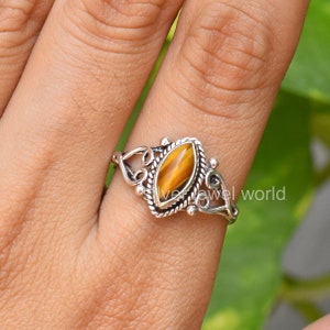 Tiger Eye 925 Silver Ring Gemstone Ring Handmade Brown Statement Ring