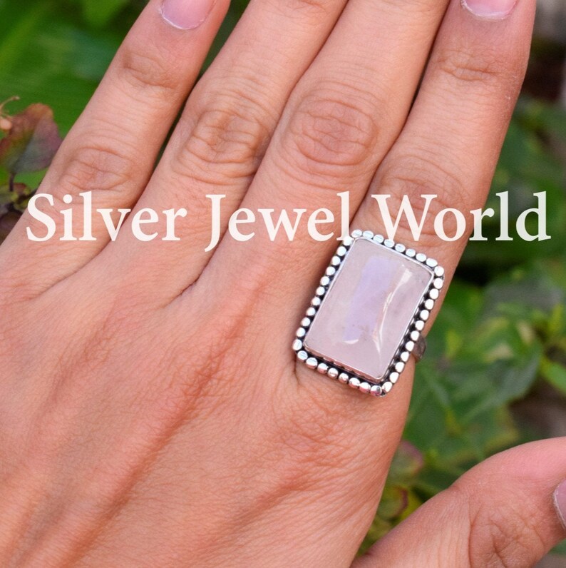 Best Seller Ring Rose Quartz Ring Gift For Him 925 Sterling Silver Plated Rose Quartz Designer Ring Gift for her Personalized Gift