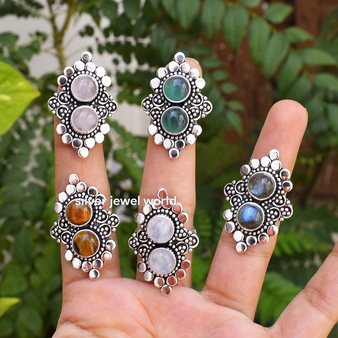 Wholesale Rings Bulk Mix Gemstone Silver Plated Rings Free Etsy