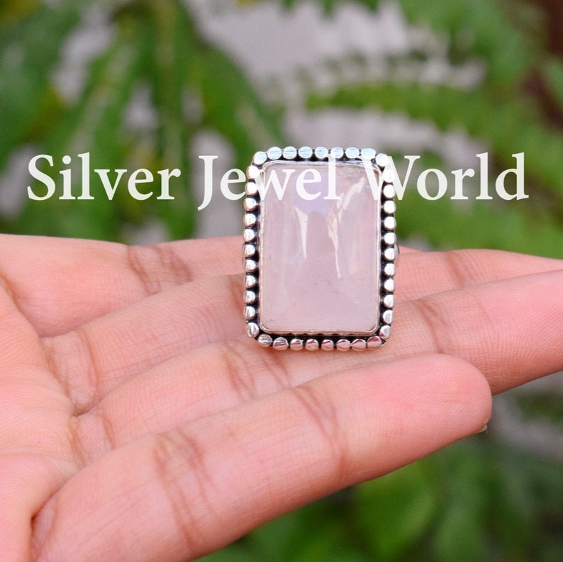 Best Seller Ring Rose Quartz Ring Gift For Him 925 Sterling Silver Plated Rose Quartz Designer Ring Gift for her Personalized Gift