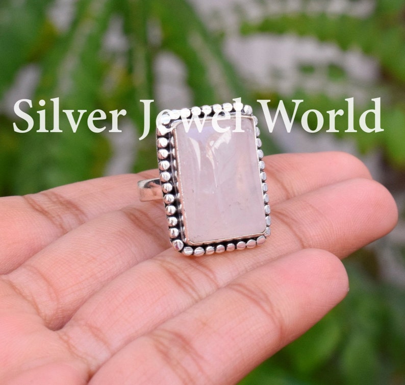 Best Seller Ring Rose Quartz Ring Gift For Him 925 Sterling Silver Plated Rose Quartz Designer Ring Gift for her Personalized Gift