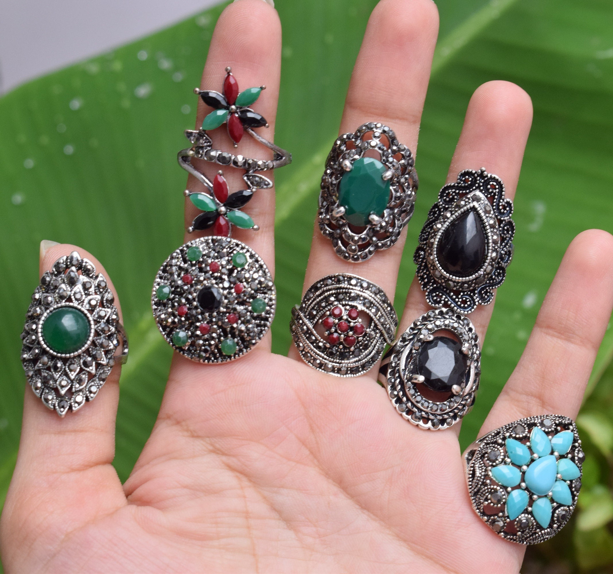 100 Pcs Wholesale Rings Lot Mix Gemstone Fashion Rings for Etsy