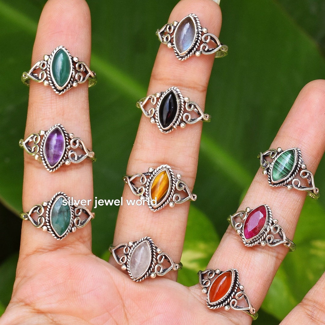 Wholesale Rings 925 Sterling Silver Stamped Bulk Mix Gemstone Etsy