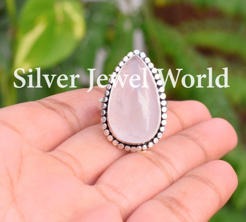 Best Seller Ring Gift for her Gift For Him Rose Quartz Ring Personalized Gift 925 Sterling Silver Plated Rose Quartz Designer Ring