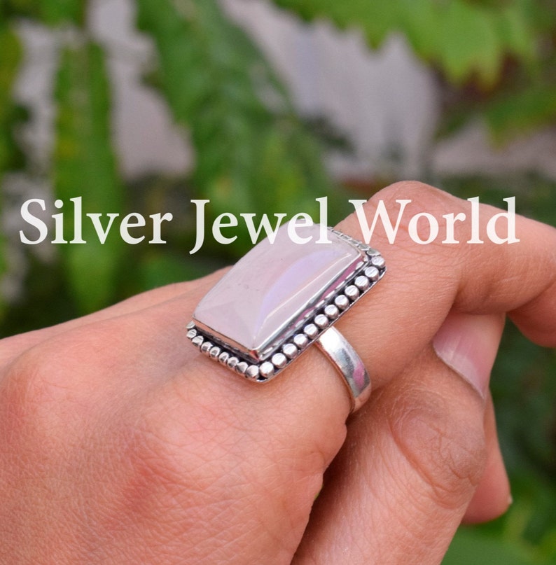 Best Seller Ring Rose Quartz Ring Gift For Him 925 Sterling Silver Plated Rose Quartz Designer Ring Gift for her Personalized Gift