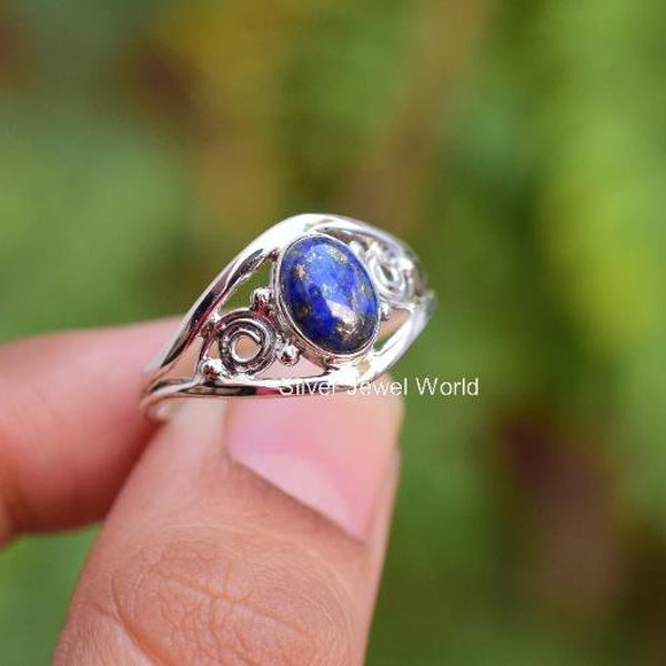 Blue Lapis Lazuli 925 Silver Ring, Gemstone Ring, Blue Statement Ring, 925 Sterling Silver Jewelry, Anniversary Gift, Ring For Mother