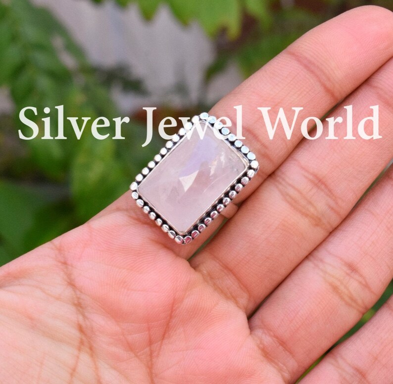 Best Seller Ring Rose Quartz Ring Gift For Him 925 Sterling Silver Plated Rose Quartz Designer Ring Gift for her Personalized Gift