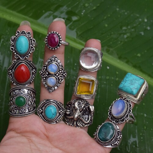 Wholesale Rings Lot Mix Gemstone Silver Plated Rings Etsy