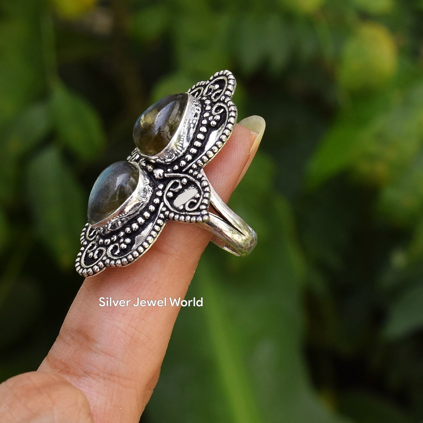 Natural Pear Labradorite Ring 925 Sterling Silver Labradorite | Etsy