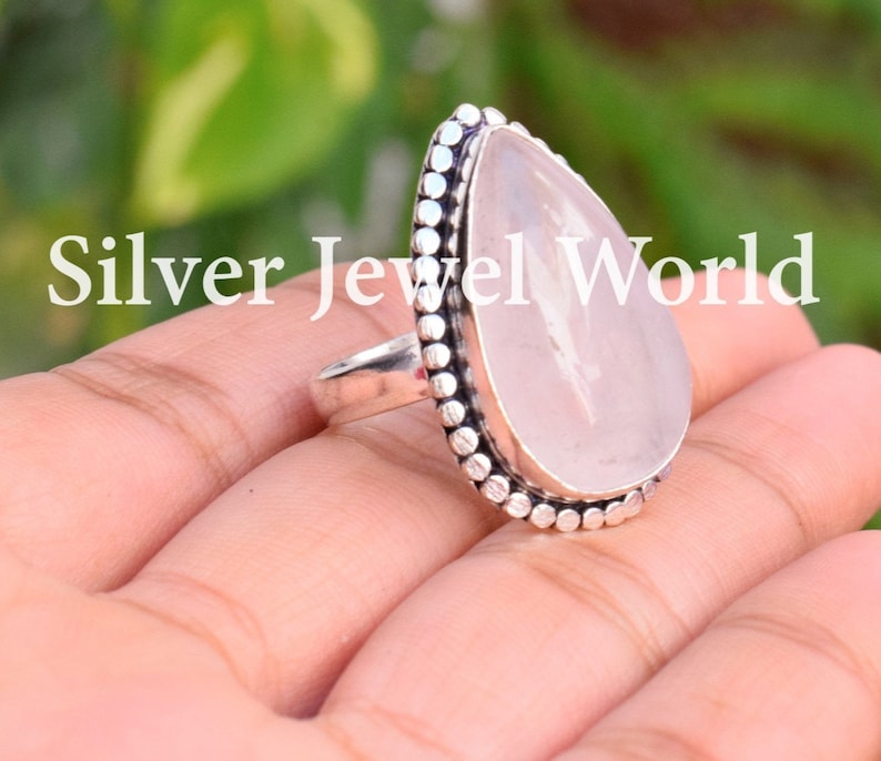 Best Seller Ring Gift for her Gift For Him Rose Quartz Ring Personalized Gift 925 Sterling Silver Plated Rose Quartz Designer Ring