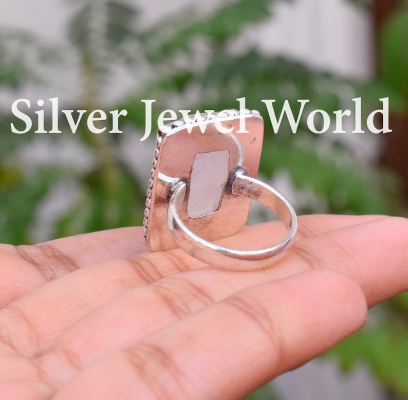 Best Seller Ring Rose Quartz Ring Gift For Him 925 Sterling Silver Plated Rose Quartz Designer Ring Gift for her Personalized Gift