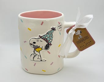 Snoopy and Woodstock mug by Rae Dunn | HAPPY BIRTHDAY coffee mug