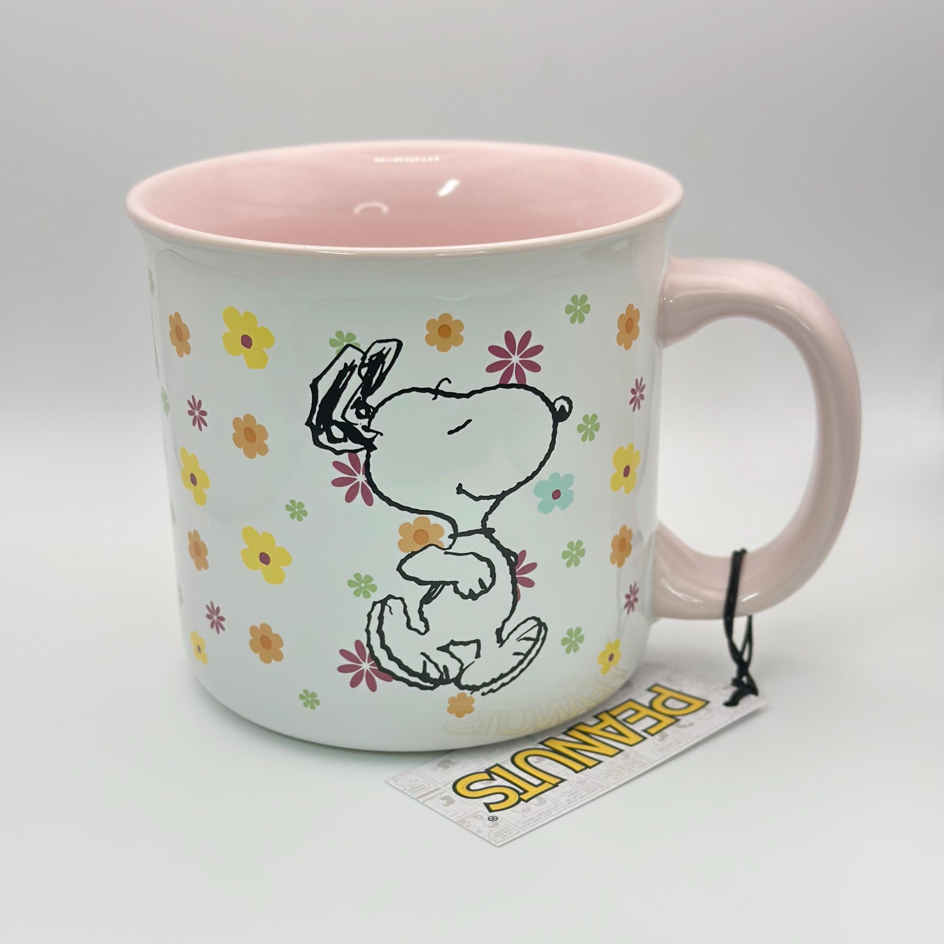 Peanuts Snoopy Mug | 21oz Pink Spring Floral Pattern Coffee Mug - Etsy