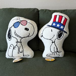 Peanuts Snoopy Patriotic Summer Sherpa Throw Pillows | Decorative pillow | Collectible Snoopy Sherpa pillow | Peanuts USA Decor | 2 options