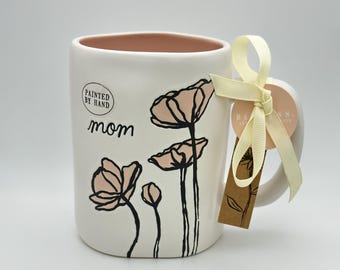 Matte mom coffee mug by Rae Dunn | Mother's day mug with engraved mom and blush flowers