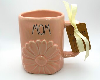 Pink MOM with an adorned daisy coffee mug by Rae Dunn | Mother's day gift mug