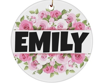 Personalized ornament, flowers ornament, best gifts for her, christmas gifts for her, custom name ornament, stocking stuffer for her