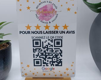 Personalized Google Review Plaque with your logo and QR Code (18×12cm)