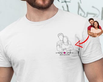 T-Shirt personnalisé Unisexe, Portrait personnalisé T-shirt, cadeau anniversaire, cadeau saint-valentin, cadeau noël