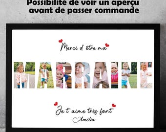 Tableau marraine personnalisé, affiche marraine, cadeau marraine