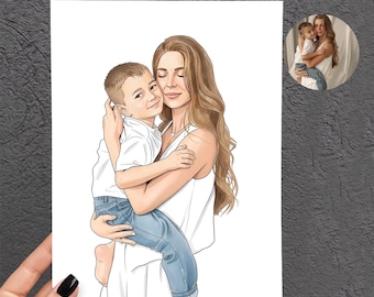 Affiche avec votre dessin personnalisé, dessin personnalisé, portrait personnalisé, illustration personnalisée