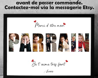 Tableau parrain personnalisé, affiche parrain, cadeau parrain, cadre  parrain