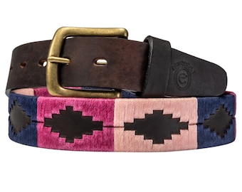 Cintura Gaucho cucita a mano / Cintura Polo in pelle marrone, fibbia in ottone massiccio
