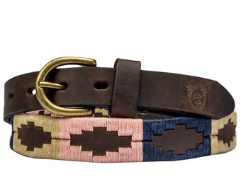 Cintura polo in pelle da gaucho argentino – Cintura sottile rosa fatta a mano