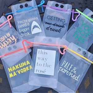 Adult Drink Pouches/Boozy Bags/Beach Drink Pouches/Tan and Tipsy/Bachelorette