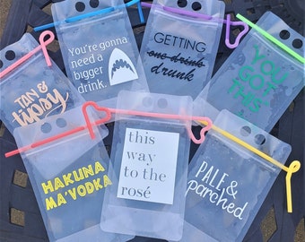 Adult Drink Pouches/Boozy Bags/Beach Drink Pouches/Tan and Tipsy/Bachelorette