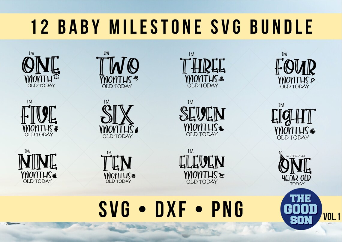 Download Baby Milestone Svg Bundle Baby Birthday Bundle Svg Baby 12 | Etsy