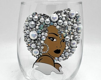 White Diamonds, Bridal Gifts , Stemless Wine glass, Wedding Gifts, Diva, Personalized Gift