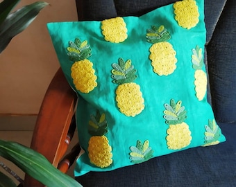 Summer Hawaiian Pineapple Patterned Throw Pillow Cover, Hawaiian Style Home Decor 18"x18", 16"x16",