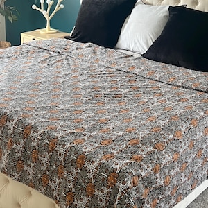 Kantha Quilt Cotton Queen or King Size Coverlet Best Summer Decor - Boho Comforter Indian Bedspread Ideal Host Gift - Block Print Quilt