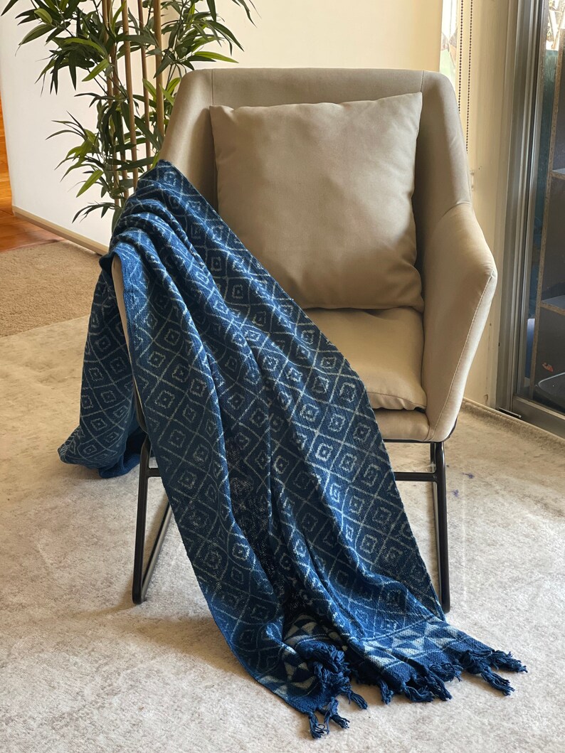 Indigo Blue Throw Blanket for Sofa Indigo Throw Blanket Etsy