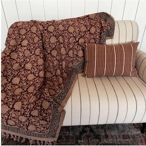 Woven Mud Cloth Throw Blanket: Red Boho Decor, 100% Cotton (50x60)