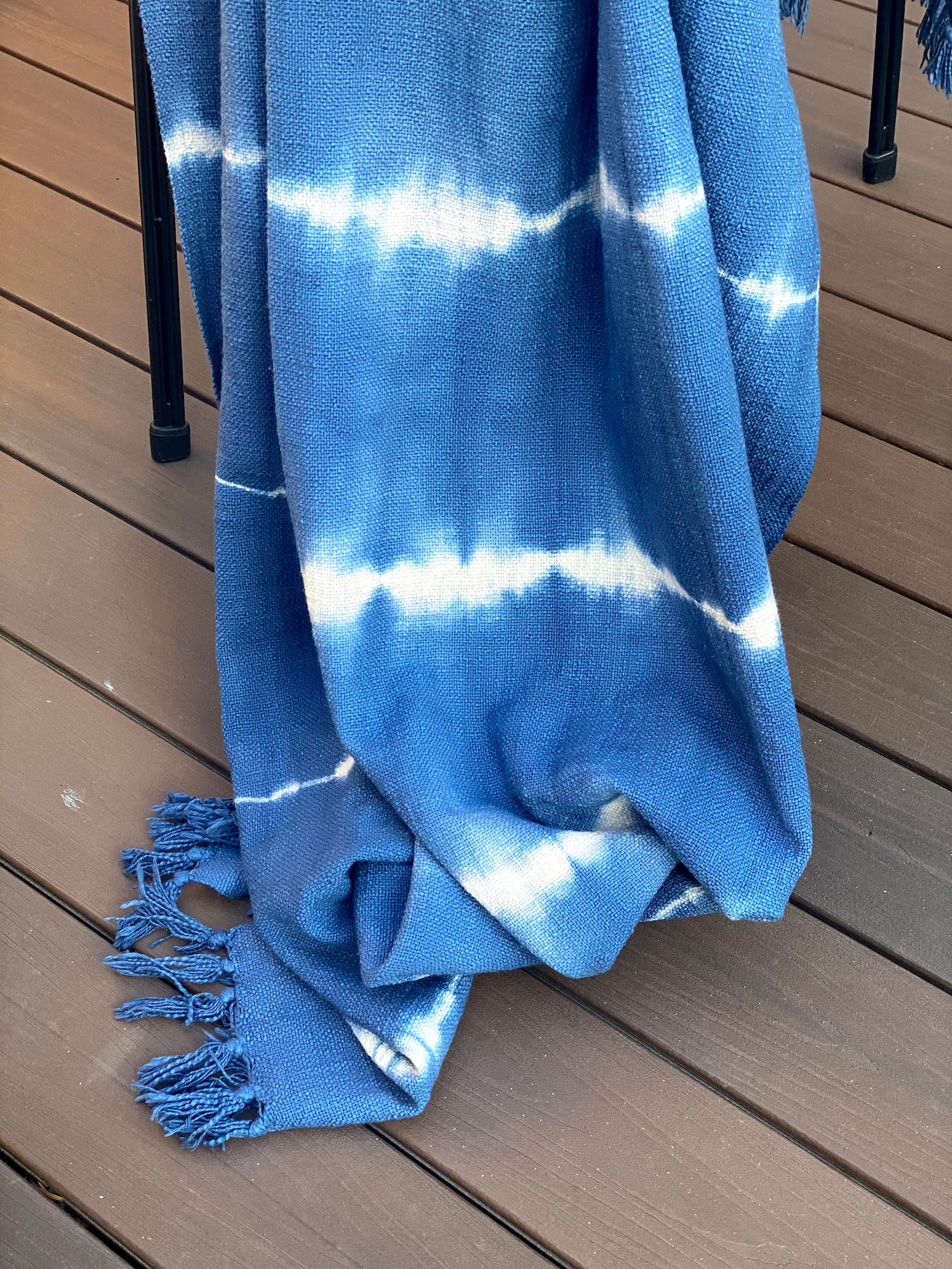 Indigo Throw Blanket Blue Tie & Dye Bohemian Cotton Throw Etsy