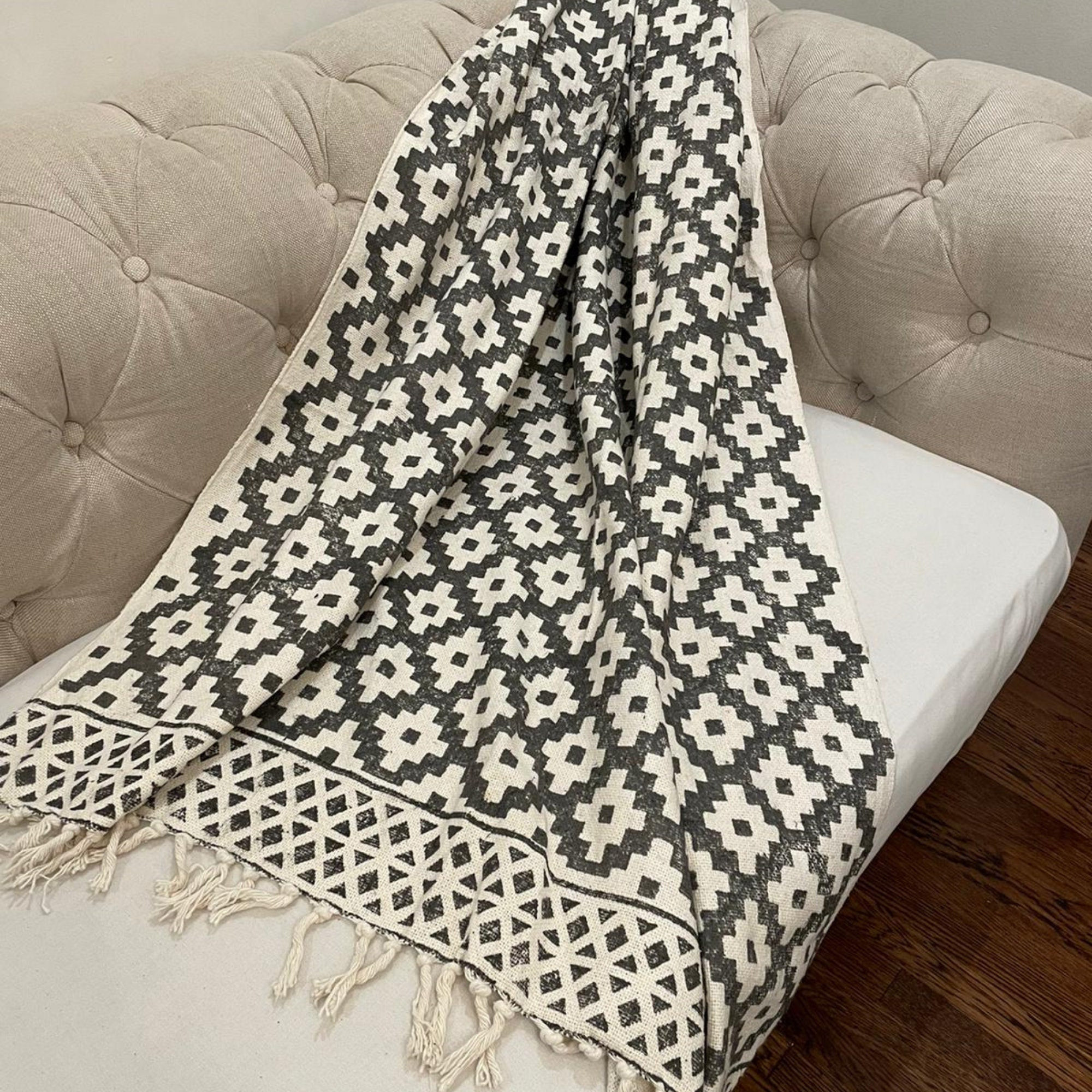 Boho Black and White ThrowIndian Cotton Boho Blanket Throw Etsy