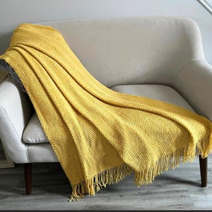 Rust Orange Knitted Throw Blanket with Tassels: Super Soft & Cozy