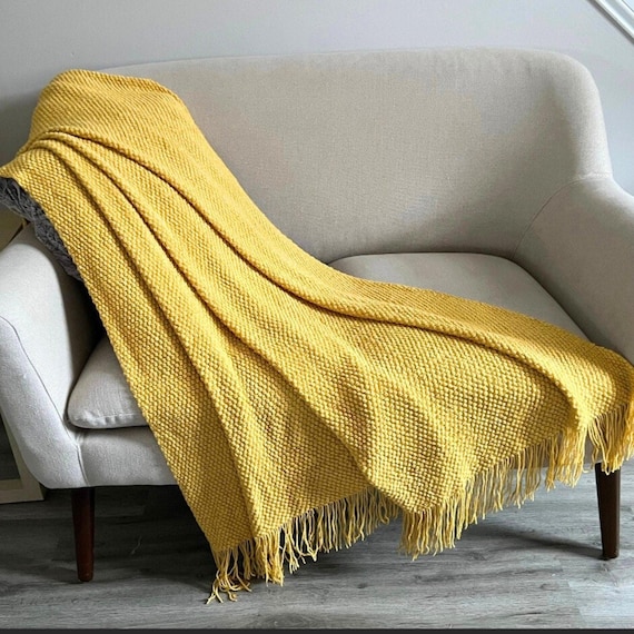 Rust Throw Blanket Couch - Burnt Orange Blankets and Throws With Tassels - Super Soft Knitted Blanket Ideal College Apartment Decor (50x90)