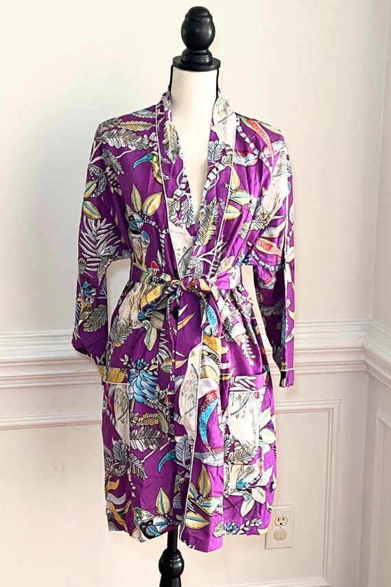 white christmas dresses Short Sleeve Kimono Style Cotton Bathrobe, Short Sleeve Cotton Bath Robe L