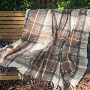 Soft wool blanket, Tartan plaid wool blanket Wool blanket Recycled wool blanket size 60x70&quot;, Cozy gift
