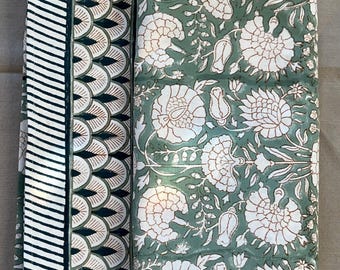 Mantel de estilo indio con estampado de bloques en color verde salvia para mesa de cocina y comedor - Cubremesas rectangular de tonos tierra, ideal para manualidades de verano - Mantel para picnic