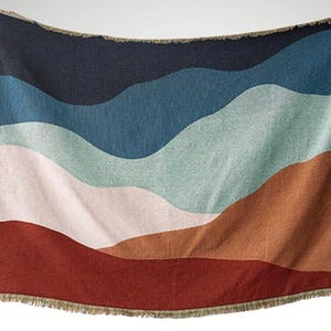 Color Block Woven Tapestry: Boho Cotton Throw Blanket