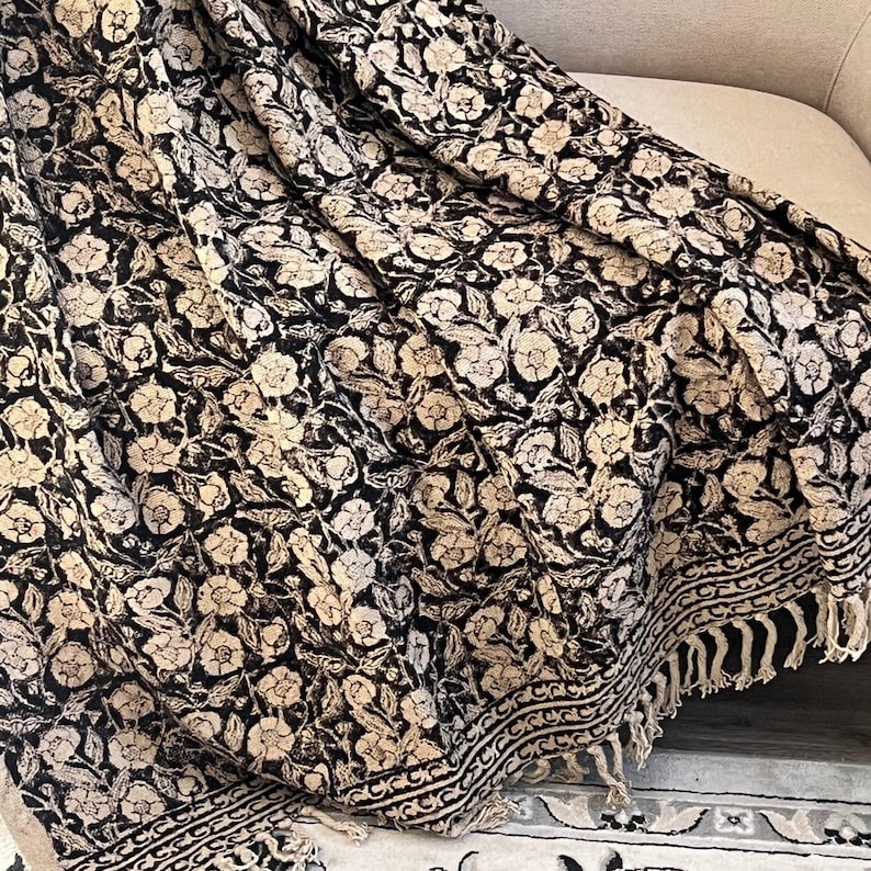 Handmade Boho Floral Throw Blanket: Soft Cotton Couch Cover With ...