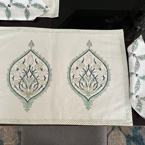 100% Cotton Block Print Placemat set with Napkins for Dining Table, Home Decor
