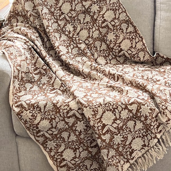 Handgemachte Baumwolle Decke, Hand Block Print, Boho Dekor