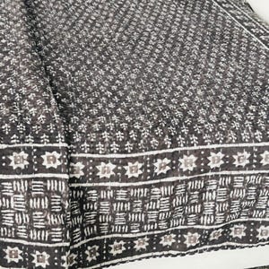 Edredón Kantha floral de algodón marrón vintage, cubrecama estilo boho con estampado de bloques. imagen 6