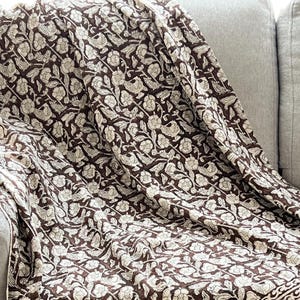 Manta de algodón con estampado de bloques a mano: decoración bohemia