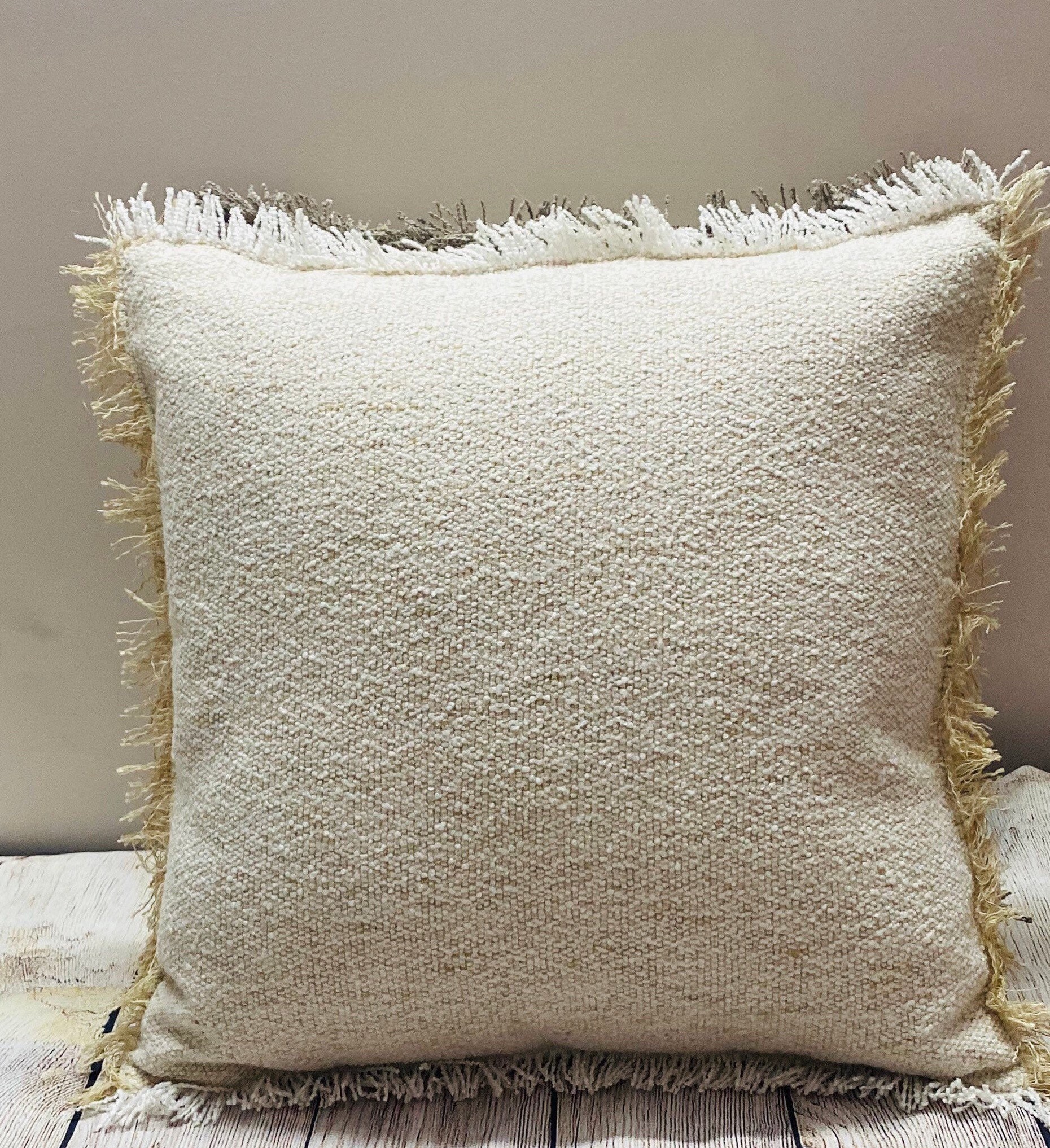 White & Beige Linen Throw pillow White Linen Pillow Case for Etsy